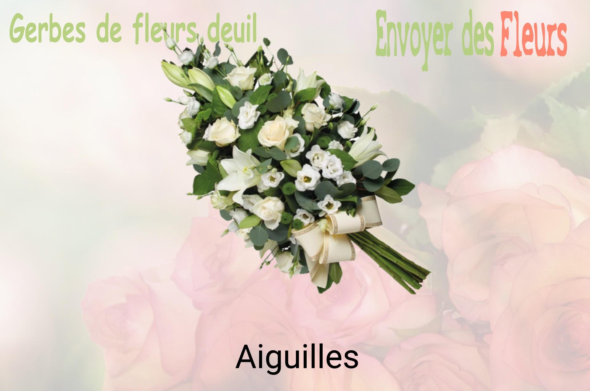 Gerbe de fleurs de deuil livrée à Aiguilles